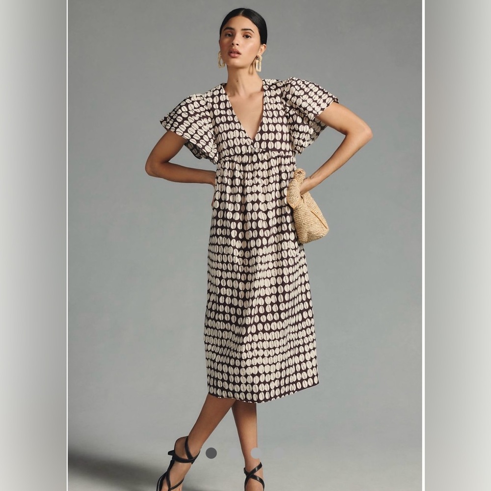 Maeve Printed Flutter Sleeve Babydoll Dress